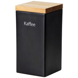 Continenta Bote 10X10 Negra Altura 20.5 cm Cerámica Tapa Madera Acabado Mate 12 Unidades